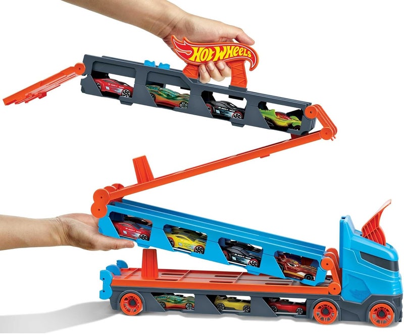 Hot Wheels Speedway Hauler Storage Carrier with 3 1:64 Scale Cars for Kids 4 to 8 Years Old - Image 3